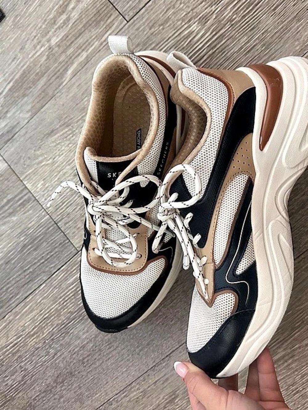 Skechers Women's Black & Cream Sneakers - Picture 3 of 5